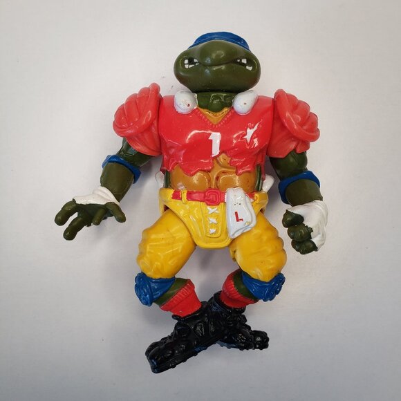 Vintage 1991 TMNT Leonardo Football Fig Ninja Turtles Playmates El Mirage - Picture 1 of 9